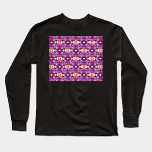 Purple Aesthetic Repeating Watercolor Floral Pattern Long Sleeve T-Shirt